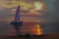 Картина "Закат и яхта"